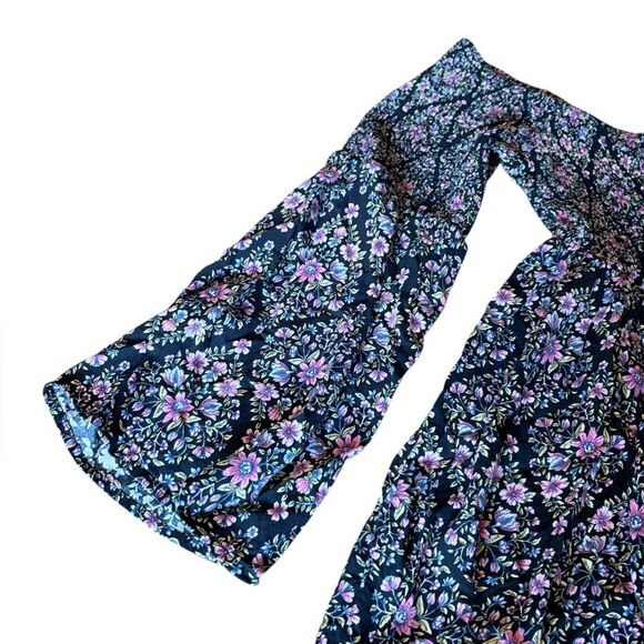 Torrid Smocked Skater Dress Floral Off The Shoulder Bell Sleeve Womens Size 2X - Picture 6 of 12